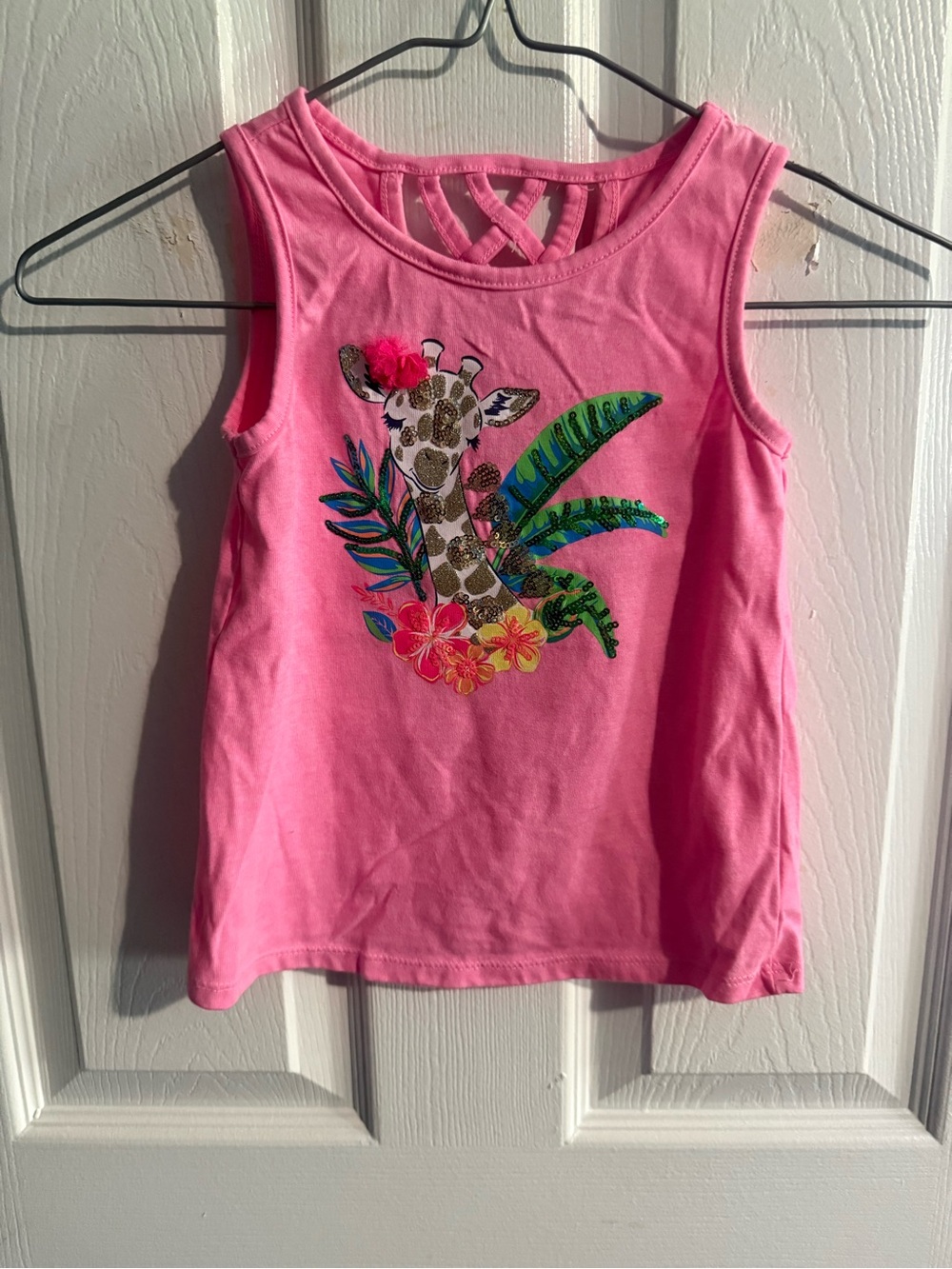 Tommy Bahama Pink Girls Tank with Giraffe & Tropical Embellishment